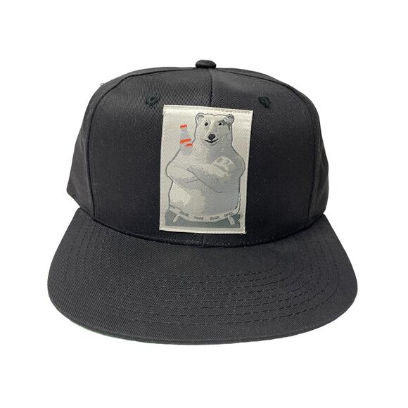 Coca Cola Polar Bear Youth Hat Cap Logo Black Snapback 90s Retro Soda Coke VTG - Picture 1 of 14